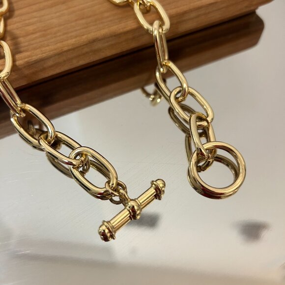 Gold Paperclip Chain Choker Necklace - Picture 3 of 3